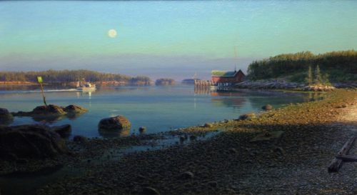 Joseph McGurl Morning Light on the Coast of Maine Oil on Panel 20 x 36 inches