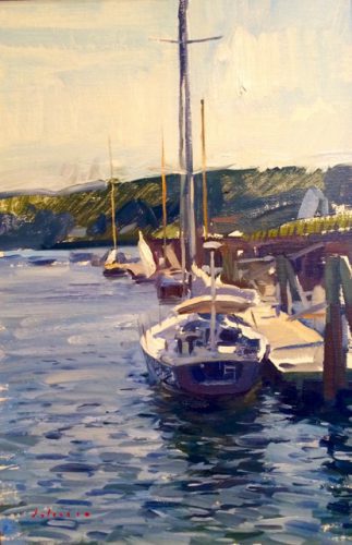 Marc Dalessio Sailboat in Rockport Oil on Panel 12 x 8 inches