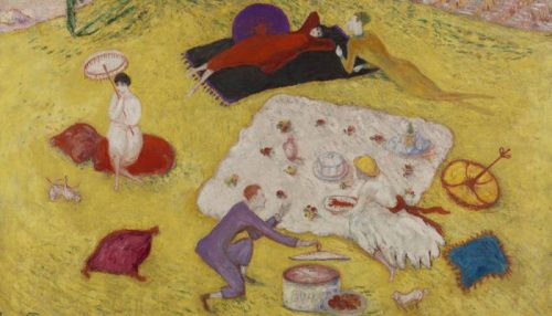 Florine Stettheimer (United States, 1871-1944), Picnic at Bedford Hills (detail), oil on canvas, 40 5/16 x 50 1/4 inches. Courtesy of the Pennsylvania Academy of Fine Arts, Philadelphia.