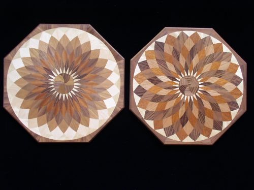 Bruce Babb’s table top marquetry and other marquetry works can be viewed at the Pemaquid Art Gallery this summer.