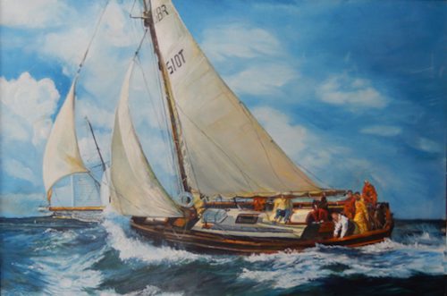 “Competing in the Race” by South Bristol’s H. Viola Glendinning and others like it are on exhibit at the Pemaquid Art Gallery this summer.