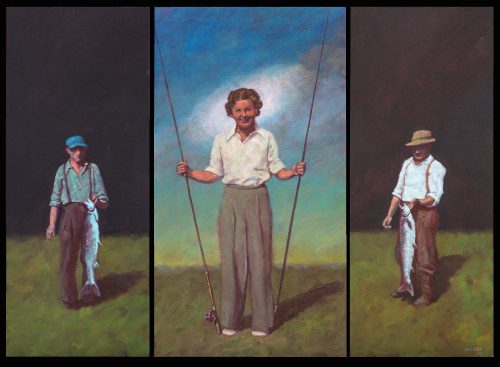 John Winship, Catch, 30x22 triptych, Acrylic on canvas
