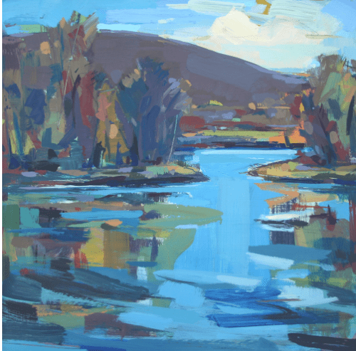 Roy Germon Mountain River, Late Summer 24 x 24 inches acrylic on panel
