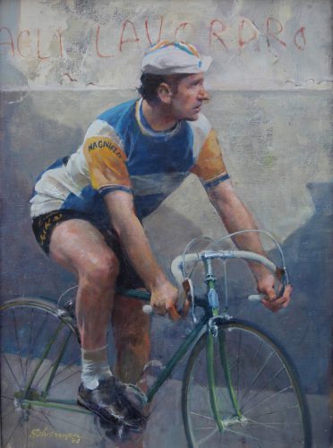 Burton Silverman Before the Race Oil on Canvas 22 x 16 inches
