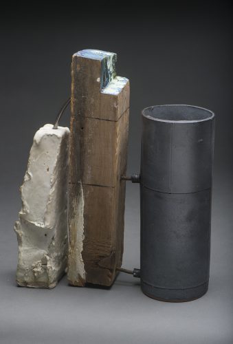 Don Williams “Black, White and Inbetween” Stoneware, wood and Steel, 14” x 10.5” x 4.5”