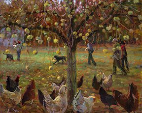Grant Drumheller “Orchard in October, Eliot, Maine” Oil on linen, 48” x 60”