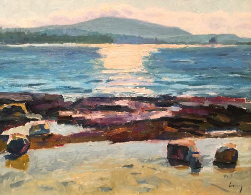 "Acadia Morning Mist" by Tom Curry, Oil on Panel 16" x 20"
