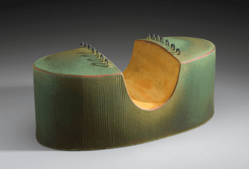 Lynn Duryea, Insert #2, 2014, slab-constructed terracotta and staples, 5 ½ x 13 x 6”