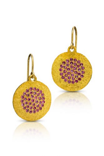 Devta Doolan, Pave Spinel and Gold Earrings