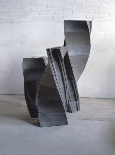 Aaron T Stephan, Left-Twist Blocks (D. W. Arrangement), editions 1-20/150, Portland cement and sand, 17″ x 8″ x 7 1/2″ each, 32″ x 42″ x 58″ total 