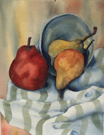 JK Herman, Three Pears, watercolor