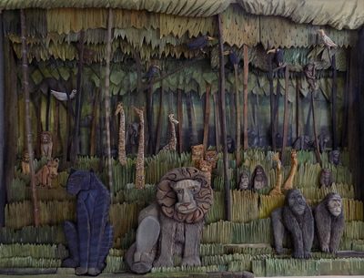 Don Best, "Jungle Dream", relief sculpture 38 x 50 x 6
