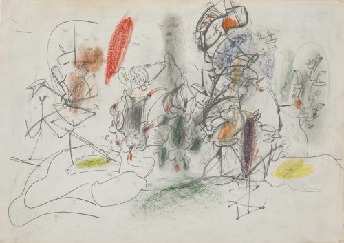 Untitled Drawing, 1943 graphite and colored crayon, by Arshile Gorky