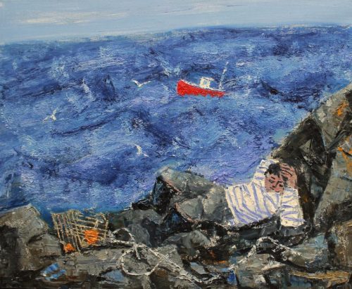 William Irvine, Resting Fisherman, oil on canvas 