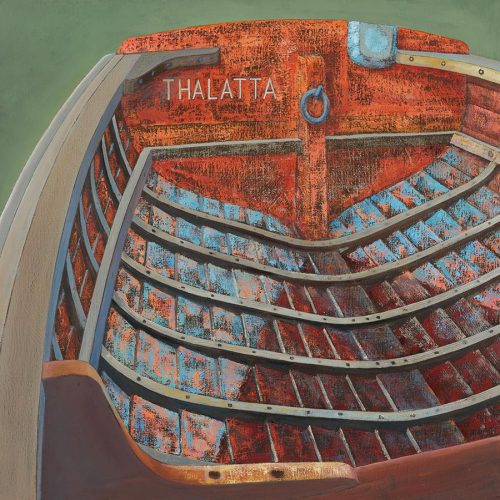 James Dodds, Barge Boat "Thalatta", Oil on linen on canvas, 35-1/2" x 35-1/2”