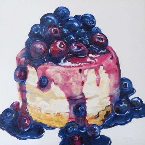 Beverly Shipko, Blueberry Cheesecake, Oil on wood, 6 x 6 inches