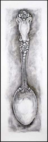 Charcoal drawing of spoon by Lissa Hunter