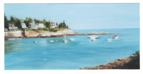 “ Chamberlain” is just one example of Mary Mabry’s lush landscape oil paintings, now on view at the Pemaquid Art Gallery.