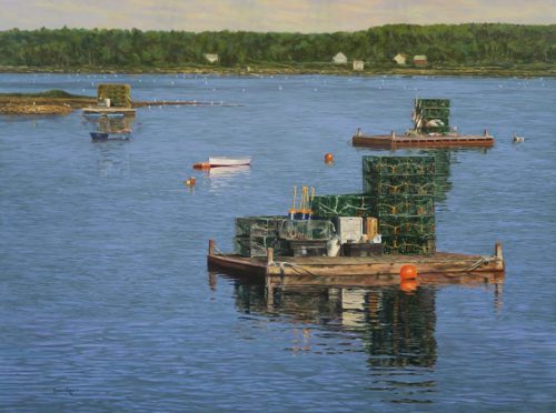 "Lobster Rafts at Dusk" 36x48 acrylic on canvas