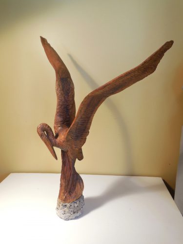 Cabot Lyford (1925-2016) Heron Rising Carved wood on stone base Private collection