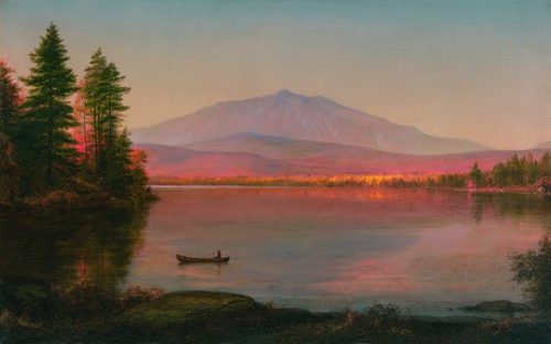 Frederic Edwin Church (United States, 1826–1900), Mount Katahdin from Millinocket Camp, 1895, oil on canvas, 26 1/2 x 42 1/4 inches. Portland Museum of Art, Maine. Gift of Owen W. and Anna H. Wells in memory of Elizabeth B. Noyce, 1998.96. Image courtesy Luc Demers