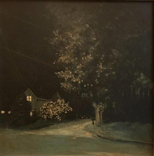 Linden Frederick, Midnight, 2009, oil on panel, framed 15.5 x 15 inches, image 8 x 8 inches, donated by the artist and Forum Gallery to benefit CMCA