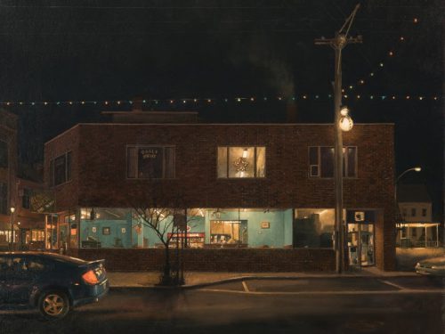 Linden Frederick, "Takeout," 2016, oil on linen, 36 x 36 inches, private collection