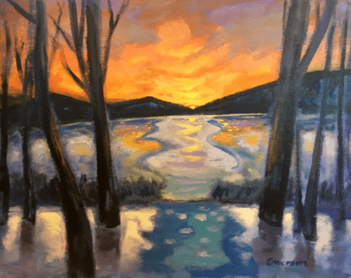 Brian Emerson, "Winter Sunset", 24 x 30, acrylic on board