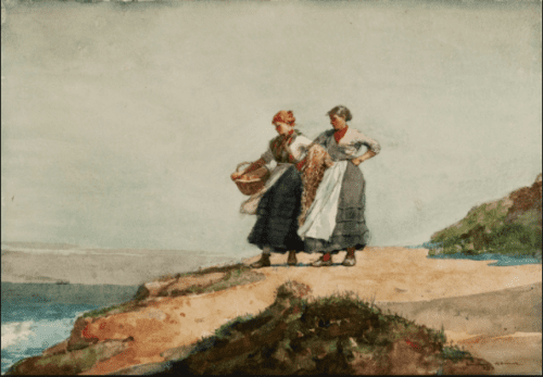 Winslow Homer - Looking out to Sea, Cullercoats (1882)