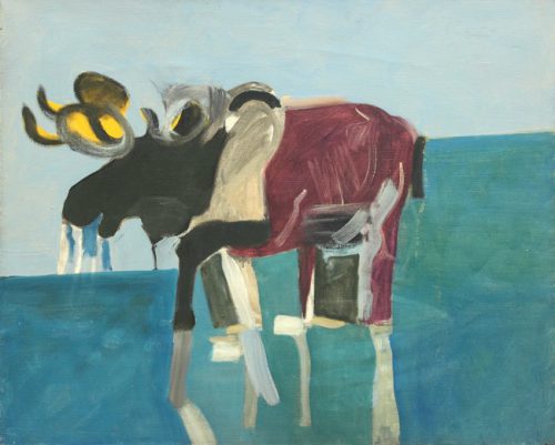 Lois Dodd (b. 1927), Moose, 1958, oil on linen, 32 x 42 inches, @Loise Dodd, courtesy Alexandre Gallery, New York  