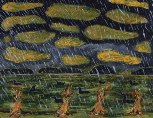 Anna Dibble, Gifts Of Rain, Acrylic and flashe on panel, 14 x 18 inches, $1,120