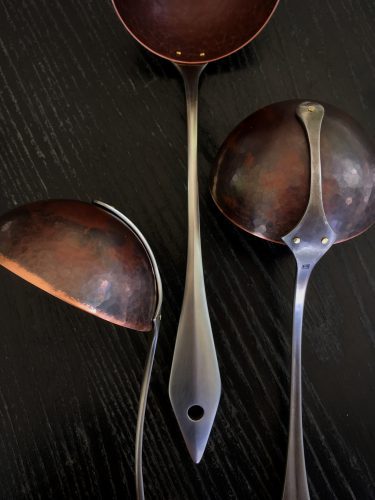 Forged stainless and copper ladles by new Guild member Erica Moody | Waldoboro, Maine 