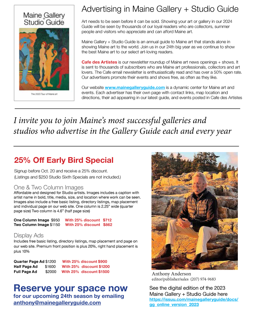 25% Off Early Bird Advertising Special for Oct. - Maine Gallery + Studio  Guide