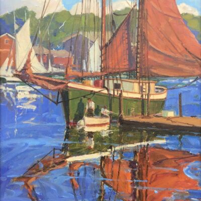 CAMDEN Brad Betts Drying Sails in Camden Oil on Canvas x $