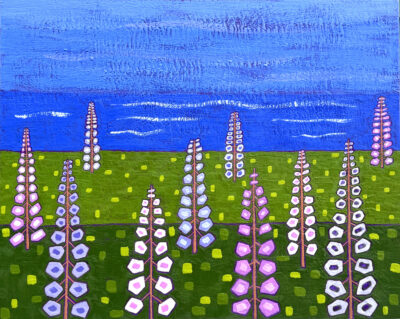 Marcia Crumley Lupine by the Bay x encaustic on panel July